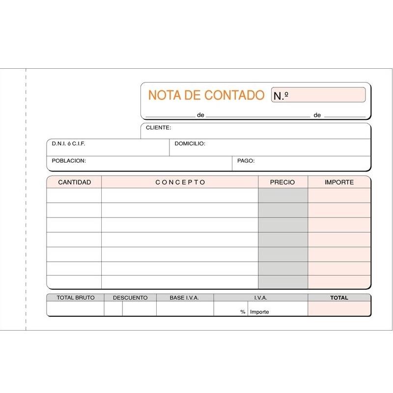 TALONARIO NOTA CONTADO OCTAVO  APAISADODO T-85