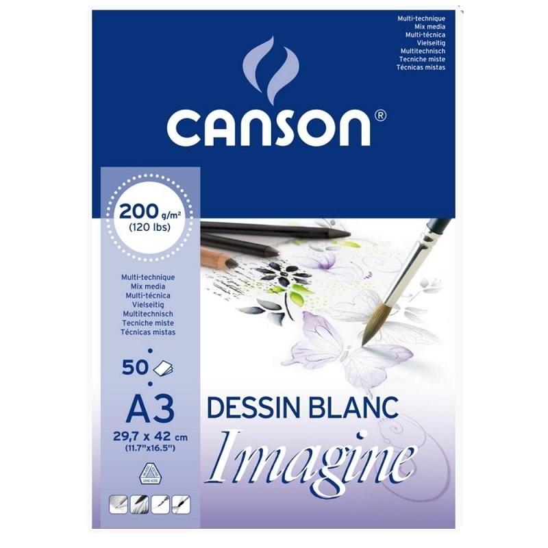BLOCK DE DIBUJO ENCOLADO IMAGINE 50 HOJAS 200GR DINA3 LISO 29,7X42 CM 200006007
