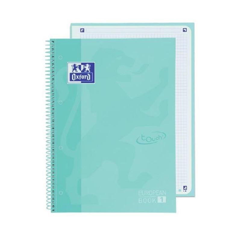 CUADERNO ESP 1 BANDAS SCHOOL TOUCH TDD DINA4+  80H 5X5 ICE MINT PASTEL