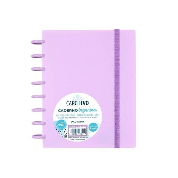 CUADERNO CARCHIVO INGRENIOX TAPA PPP DINA5 100HOJAS 100GR CUADRICULA 5X5MALVA