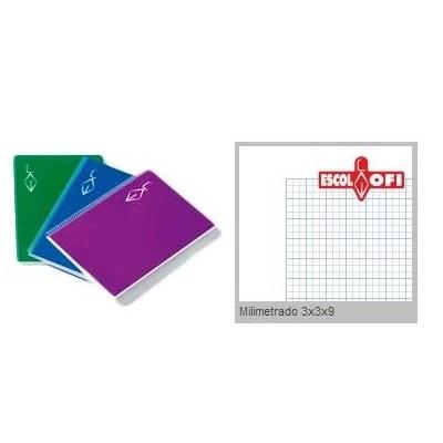 CUADERNO ESP FOLIO MILIMETRADO 3X3X9 TDD 50H 70GR ESCOLFI ROJO