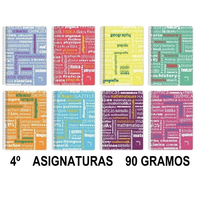 CUADERNO ESP DINA5 4X4 PPP 80H 90GR PACSA ASIGNATURAS