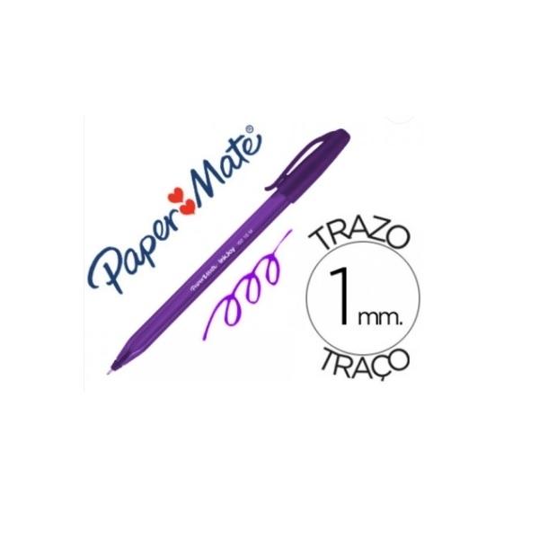 BOLIGRAFO PAPER MATE INKJOY 100 LILA PUNTA MEDIA TRAZO 1 MM
