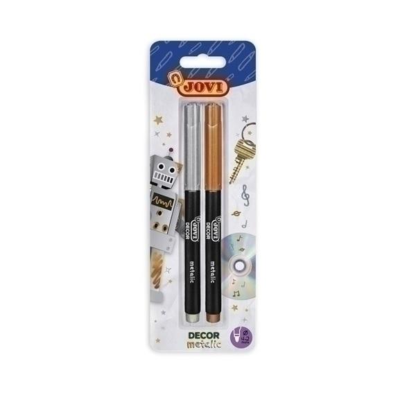 ROTULADOR METALICO ESTUCHE 2 COLORES JOVI DECOR METALIC ORO/PLATA