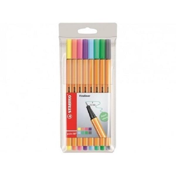ROTULADOR FIBRA STABILO POINT 88 COLORES PASTEL ESTUCHE DE  8 COLORES