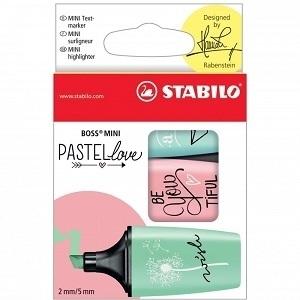 MARCADOR FLUORESCENTE STABILO BOSS MINI 3 COLORES PASTEL LOVE 07/03-57