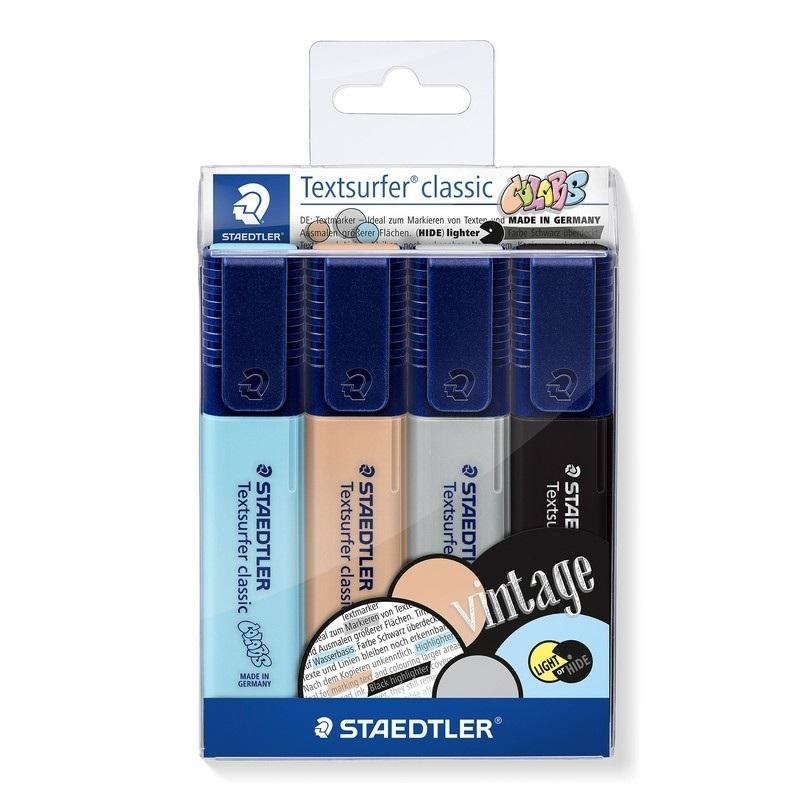 MARCADORES FLUORESCENTE STAEDTLER 364 TEXTSURFER CLASSIC PASTEL&VINTA ESTUCHE 4 COLORES