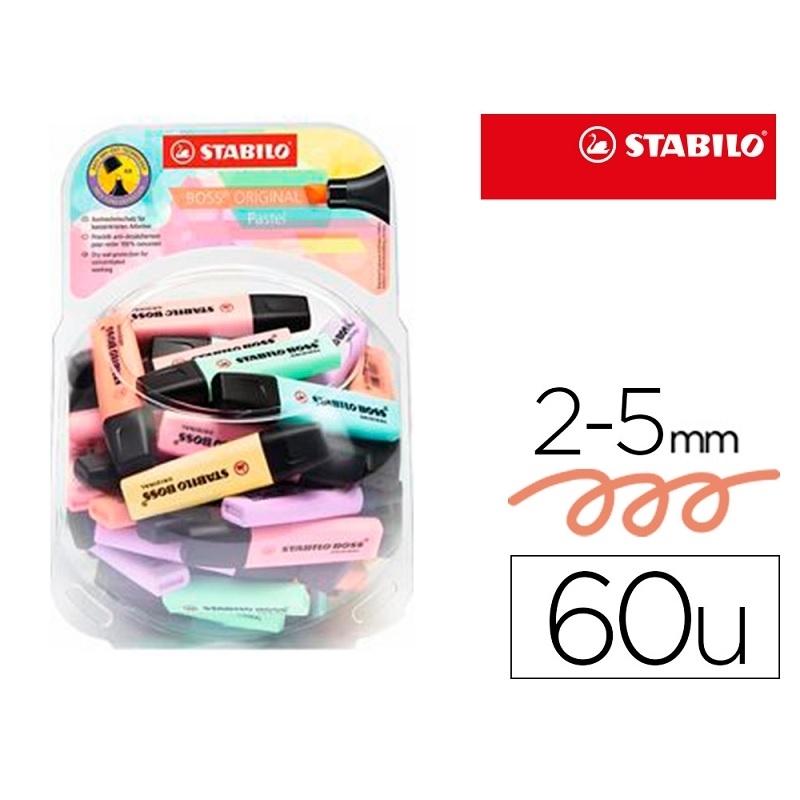 MARCADORES FLUORESCENTES STABILO BOSS ORIGINAL PASTEL - EXPOSITOR BOMBONERA DE 60 UDS INCLUYE NUEVOS COLORES