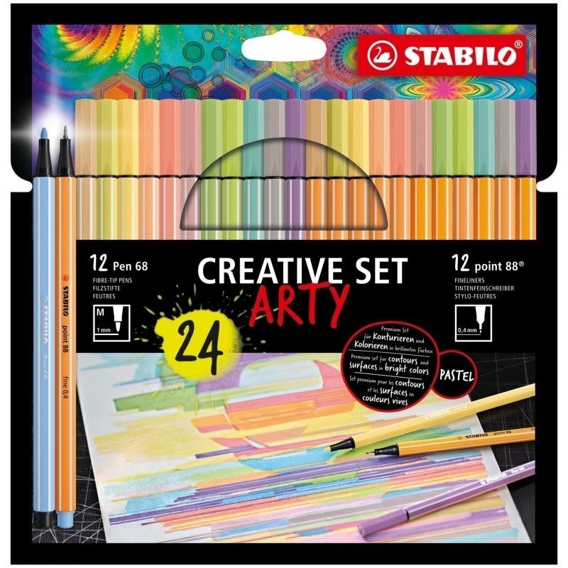 ROTULADOR STABILO PEN 68 & POINT 88 ARTY LINE ESTUCHE CARTON 24 UDS (12 UDS PEN 68 +12 UDS POINT 88) NOVEDAD MARZO 2022