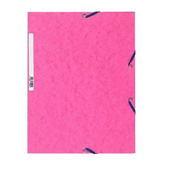 CARPETA DE GOMAS CON SOLAPAS EXACOMPTA AUTENTICA CARTULINA LUSTRADA DINA4 CON ETIQUETA ROSA