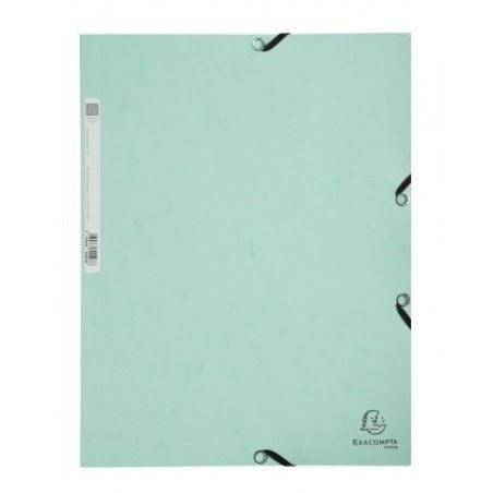 CARPETA DE GOMAS CON SOLAPAS EXACOMPTA AQUAREL CARTULINA LUSTRADA DINA4 CON ETIQUETA VERDE PASTEL