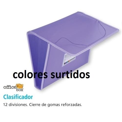 CARPETA CLASIFICADORA CON GOMAS 12 DEPARTAMENTOS 335X240MM COLORLINE BOLSILLO