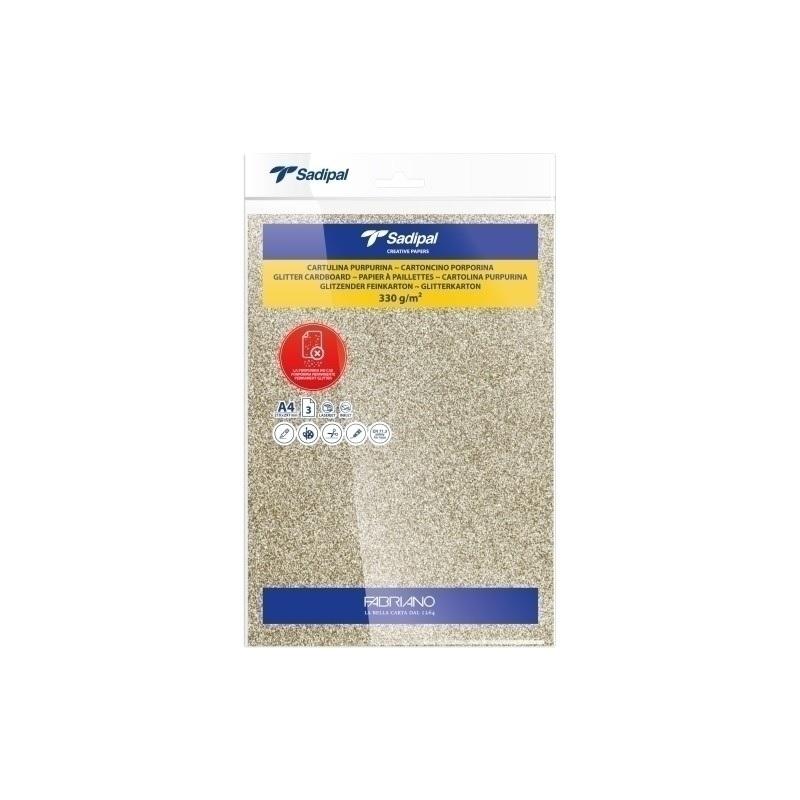 CARTULINA PURPURINA DINA4 SADIPAL 330GR ORO PAQUETE DE 3