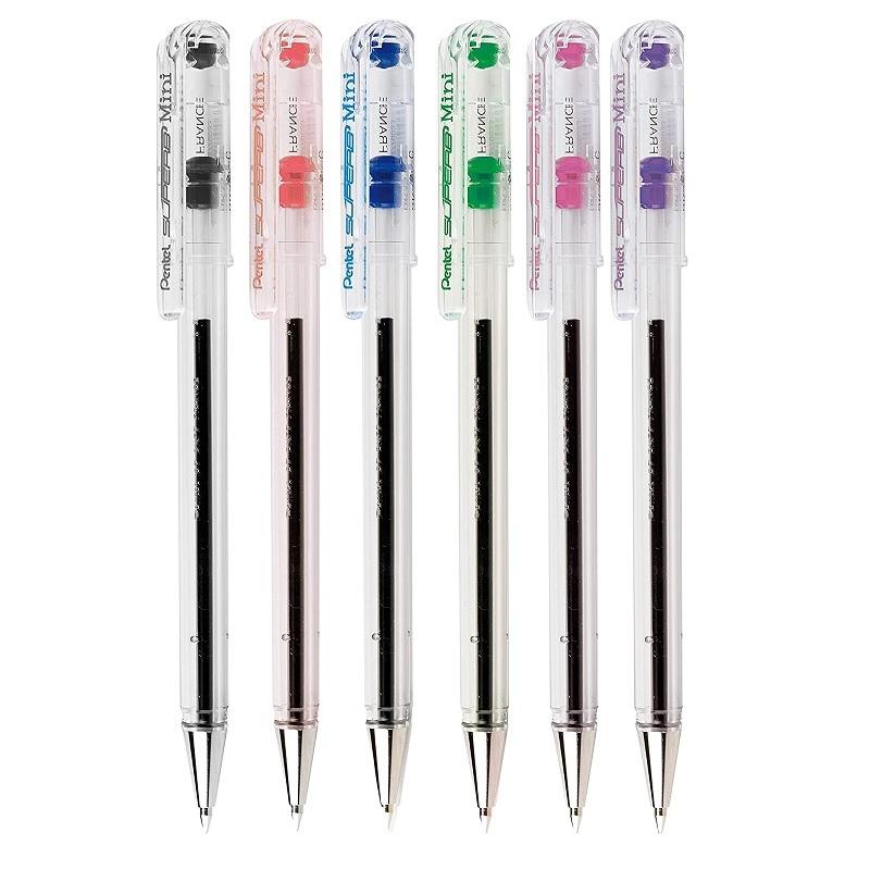 BOLIGRAFO PENTEL BK77S MINISUPERB TRANSPARENTE DE PUNTA FINA. BOLA DE 0,7MM VERDE
