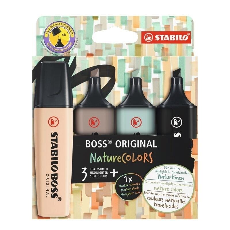 MARCADORES FLUORESCENTES ESTUCHE 4 STABILO BOSS NATURE COLORS