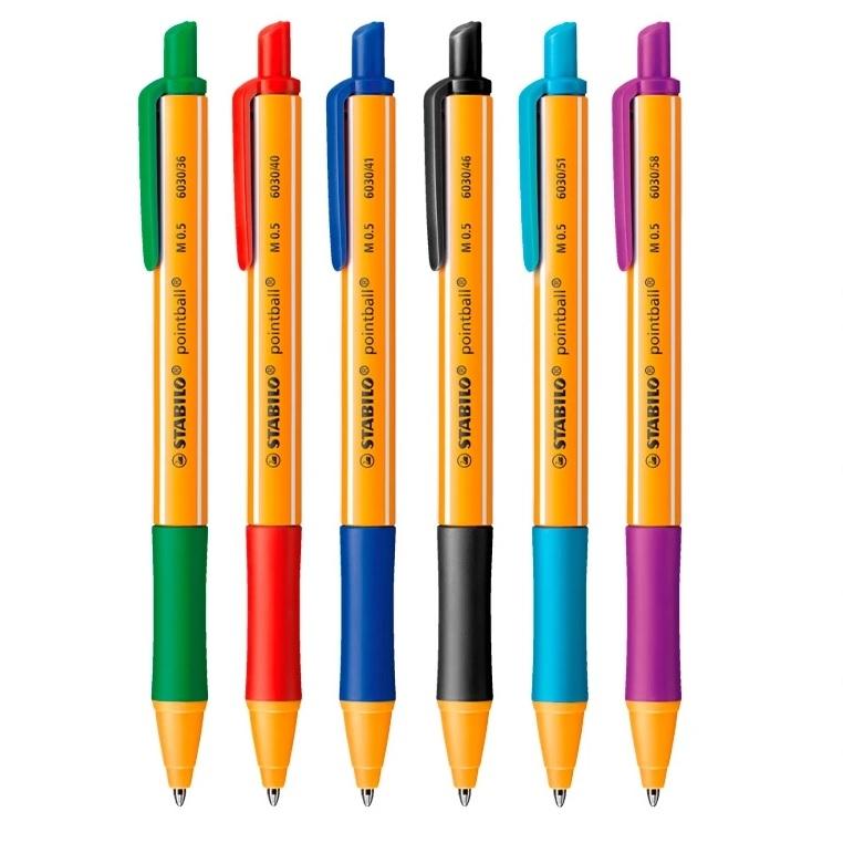BOLIGRAFO STABILO RETRACTIL POINTBALL RECARGABLE ROJO