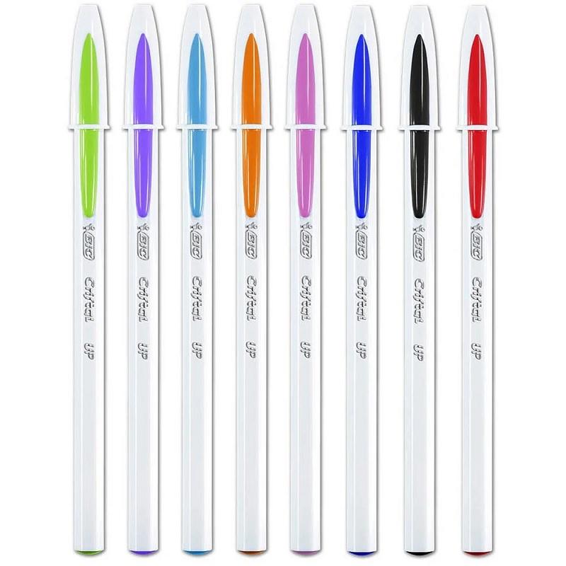 BOLIGRAFOS BIC CRISTAL TRAZO 1,2MM UP  FUN PASTELES EXPOSITOR SURTIDO  (TURQUESA, PURPURA, ROSA, LIMA) ( 20 )