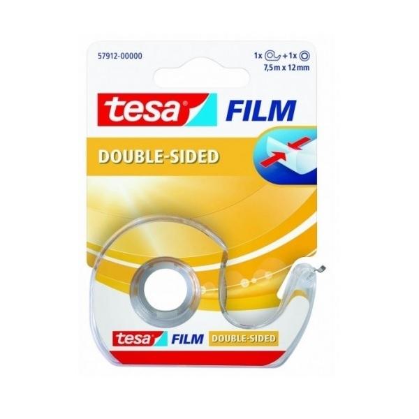 CINTA ADHESIVA DOBLE CARA 12X7,5M TESA  ROLLO TRANSPARENTECON MINI PORTARROLLOS