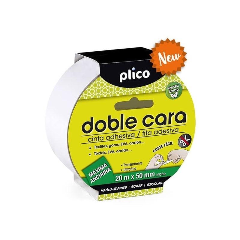 CINTA ADHESIVA DOBLE CARA 20X50M PLICO ROLLO MAXIMA ANCHURA