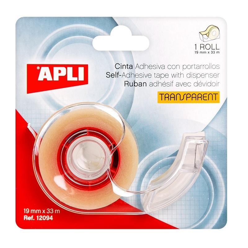 CINTA ADHESIVA CON PORTARROLLO 19X33 EN BLISTER APLI ( 12094 )