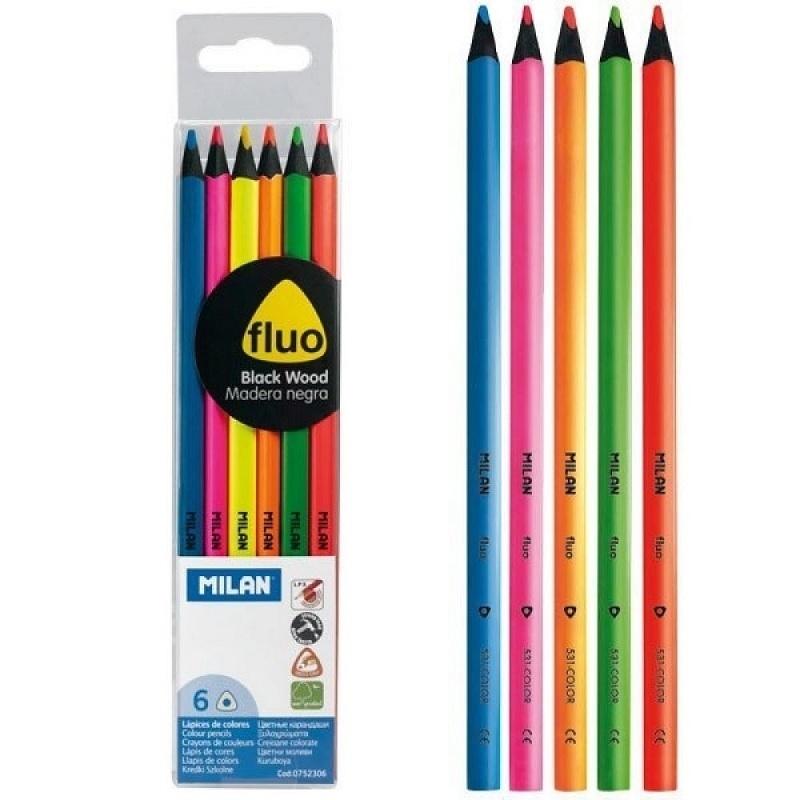 LAPICES MILAN FLUOR MADERA NEGRA ESTUCHE DE 6