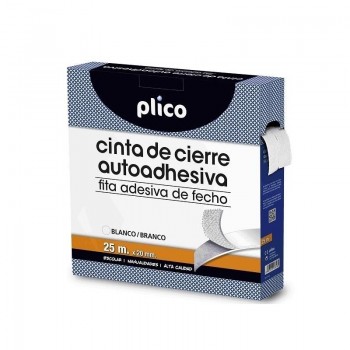 CINTA VELCRO ADHESIVA 2CMX25M PLICO BLANCO