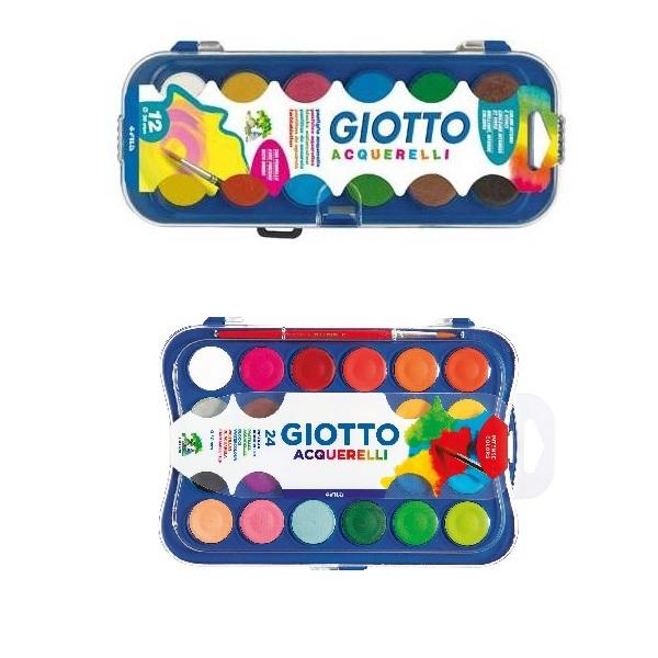 ACUARELAS ESTUCHE 24 O 12 COLORES GIOTTO FILA MAXI 30MM COLORES SURTIDOS