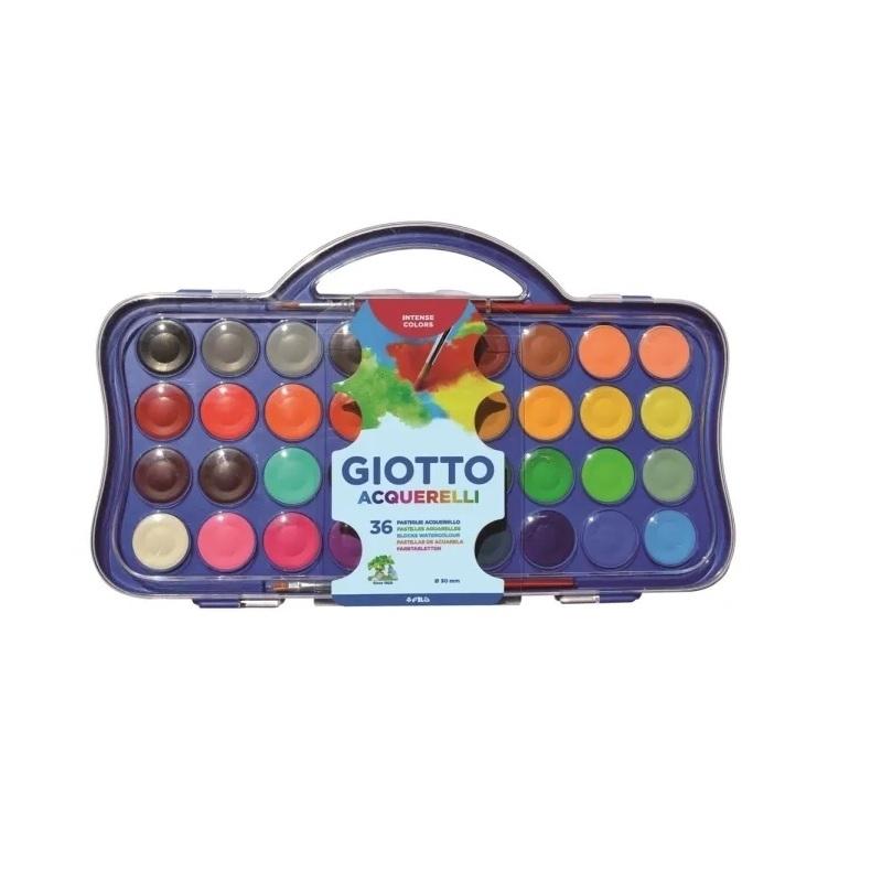 ACUARELAS ESTUCHE 36 COLORES CON 2 PINCELES GIOTTO 30MM