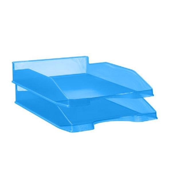 BANDEJA PORTADOCUMENTOS DE SOBREMESA APILABLE TRASLUCIDA AZUL