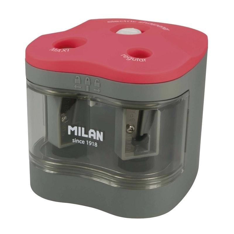 SACAPUNTAS ELECTRICO MILAN POWER SHARP A PILAS DOBLE 7MM X 6,5CM