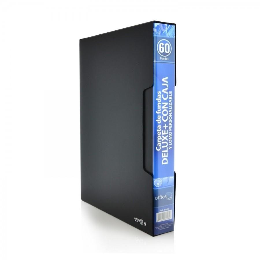 CARPETA DE 60 FUNDAS DELUXE CON CAJA COLOR NEGRO