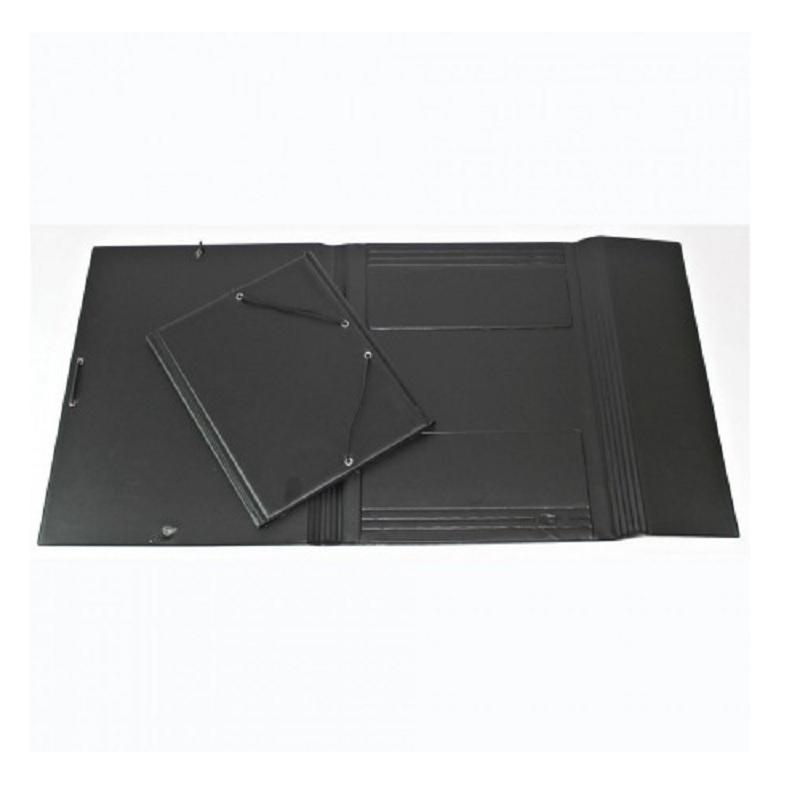 CARPETA DE GOMAS CON SOLAPAS CARTON FORRADO PVC DINA5 NEGRO IBERPLAS