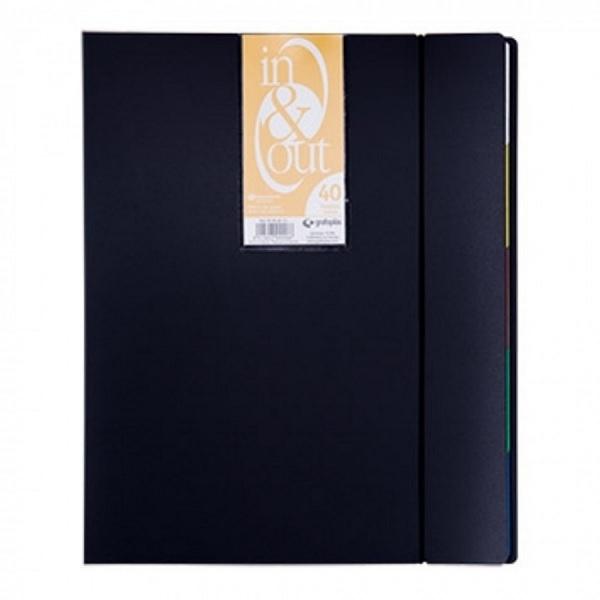CARPETA DE 40 FUNDAS DINA4 (TARIFARIO) GRAFOPLAS ESPIRAL PPP IN&OUT OPACO NEGRO