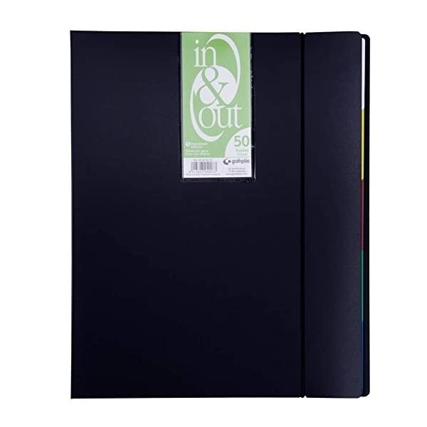CARPETA DE 50 FUNDAS DINA4 (TARIFARIO) GRAFOPLAS ESPIRAL PPP IN&OUT OPACO NEGRO