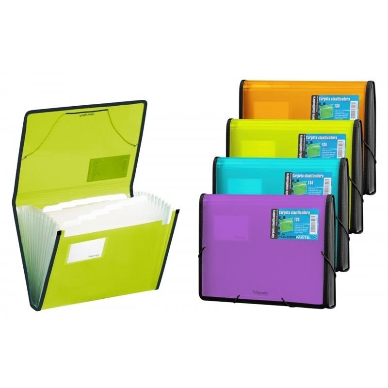 CARPETA CLASIFICADORA CON GOMAS 12 DEPARTAMENTOS DINA4 FOLDERMATE