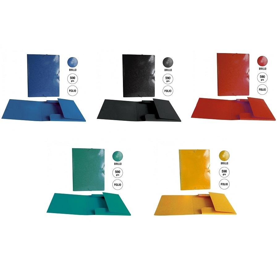 CARPETA DE GOMAS CON SOLAPAS FOLIO CARTON PLASTIFICADO 590GR
