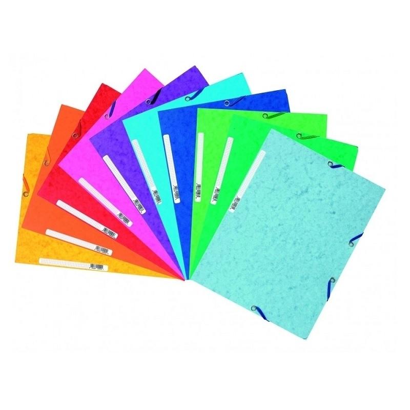 CARPETAS DE GOMAS CON SOLAPAS DINA4 CARTULINA 400GR COLORES VIVOS PACK 10UDS EXACOMTA