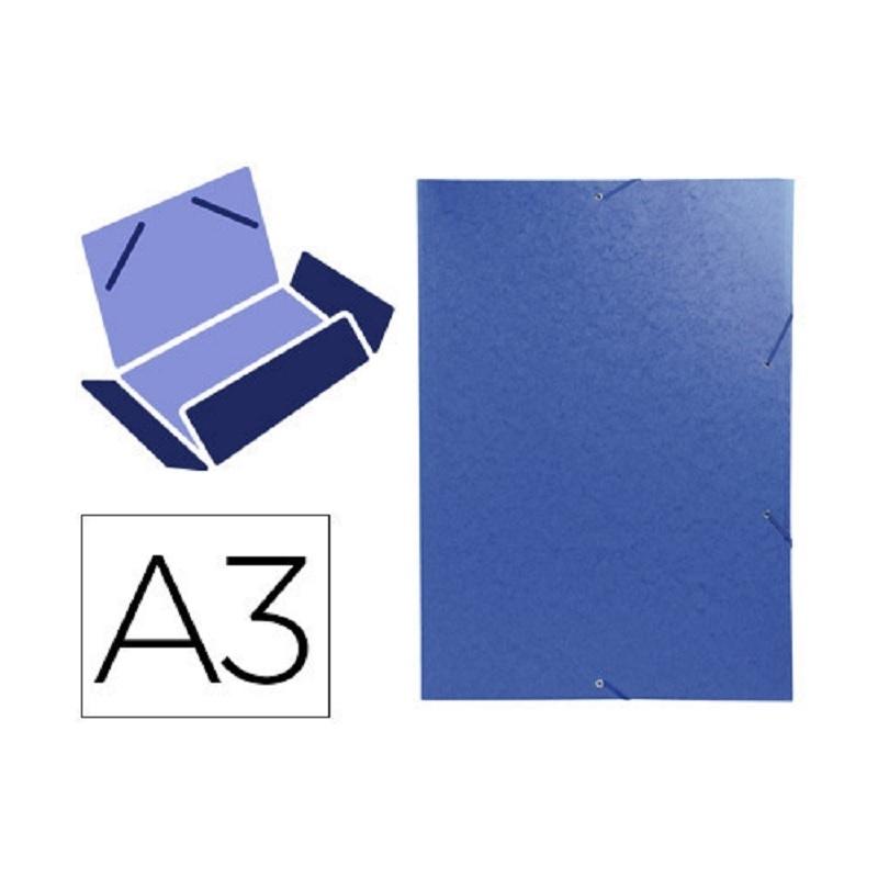 CARPETA DE GOMAS CON SOLAPAS DINA3 EXACOMPTA CARTON AZUL