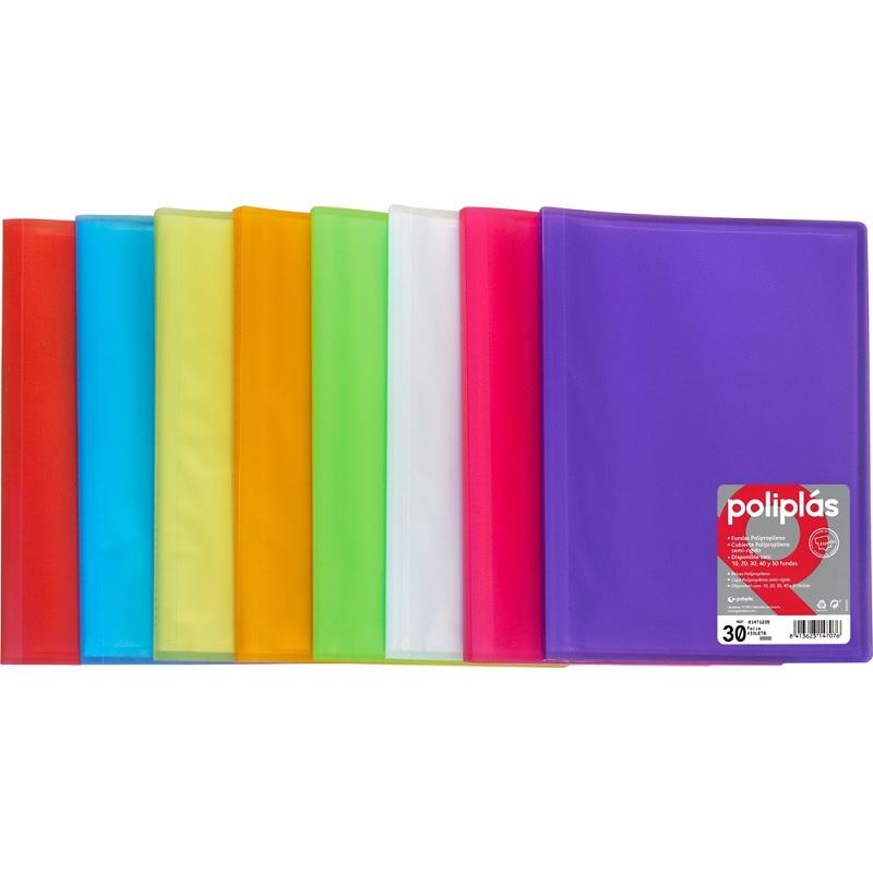 CARPETA DE 10 20 30 40 50 FUNDAS FOLIO TRASLUCIDA POLIPLAS GRAFOPLAS