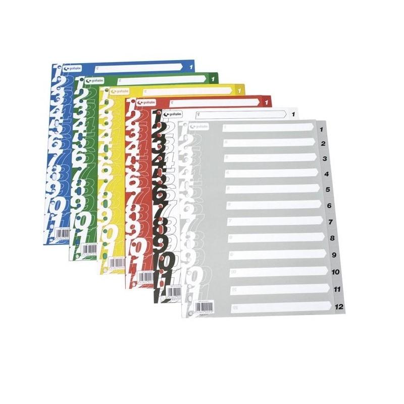 SEPARADORES INDICE NUMEROCO 1-12 FOLIO GRAFOPLAS CARATULA