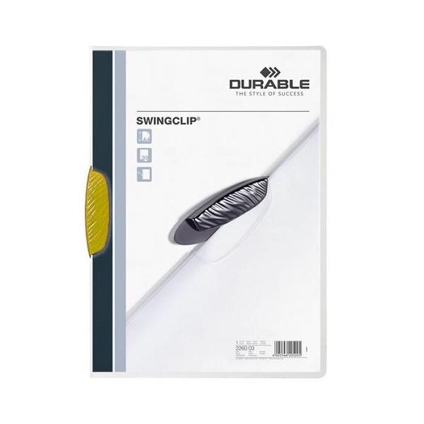 DOSSIER CON PINZA SWINGCLIP DINA4 TRANSPARENTE 30 HOJAS AMARILLO DURABLE