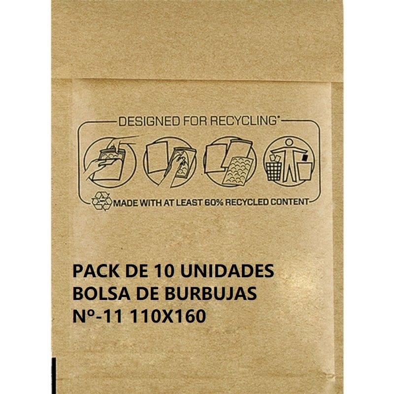 SOBRE BOLSA PAPEL BURBUJA Nº 11 110X160 PAQUETE 10UDS