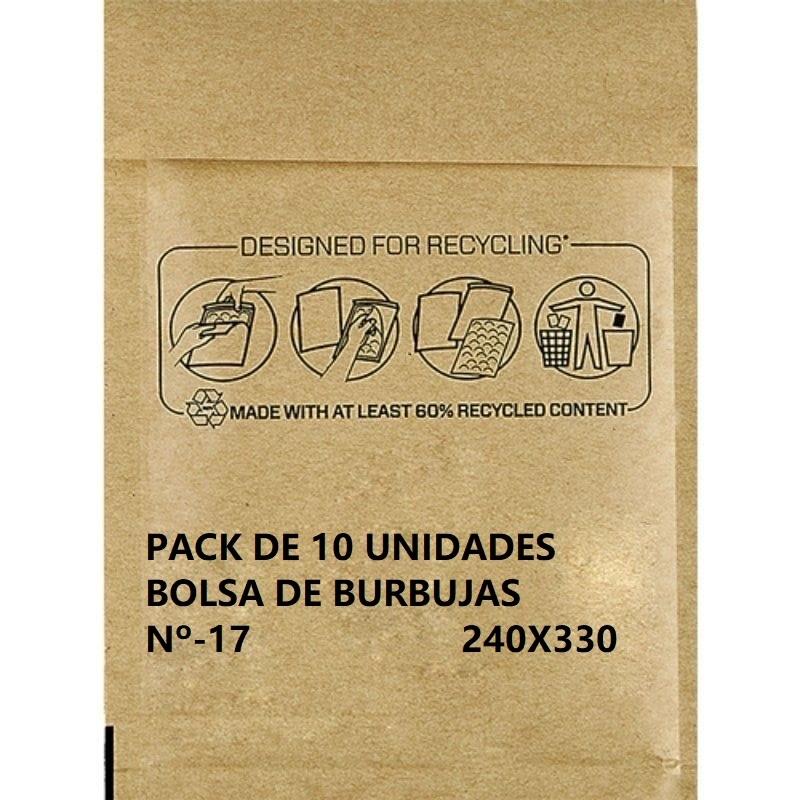 SOBRE BOLSA PAPEL BURBUJA Nº 17 240X330 PAQUETE 10UDS