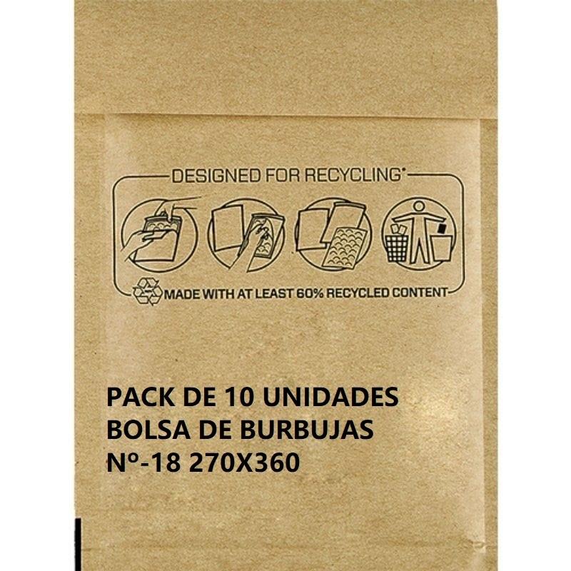 SOBRE BOLSA PAPEL BURBUJA Nº 18 270X360 PAQUETE 10UDS