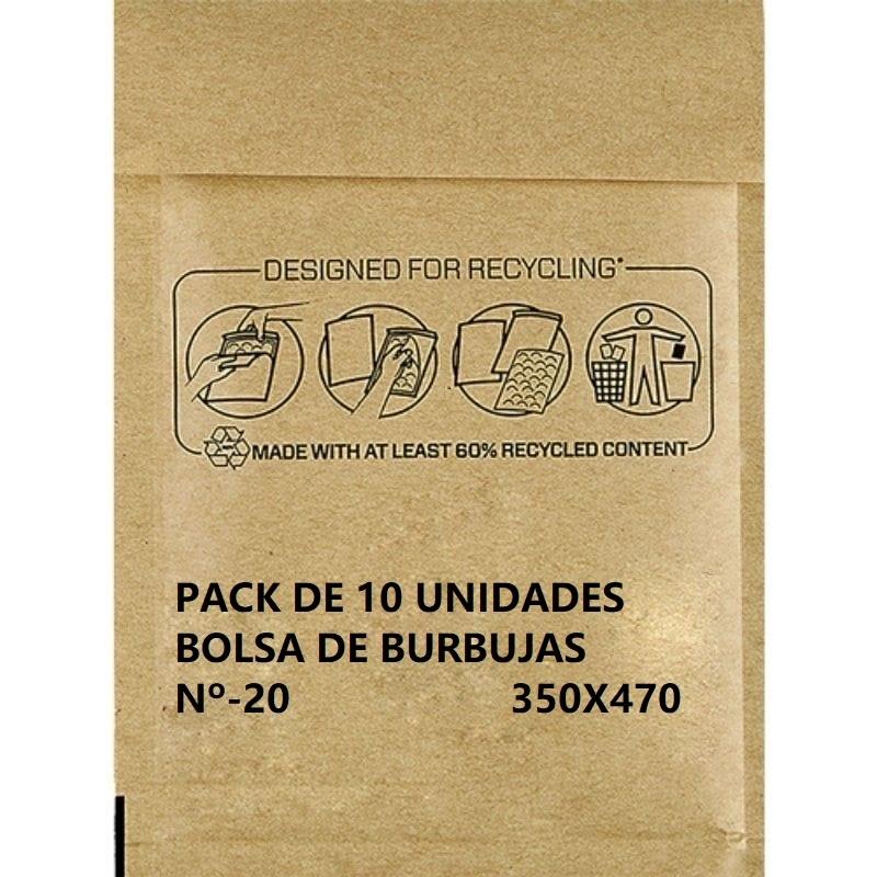 SOBRE BOLSA PAPEL BURBUJA Nº 20 350X470 PAQUETE 10UDS