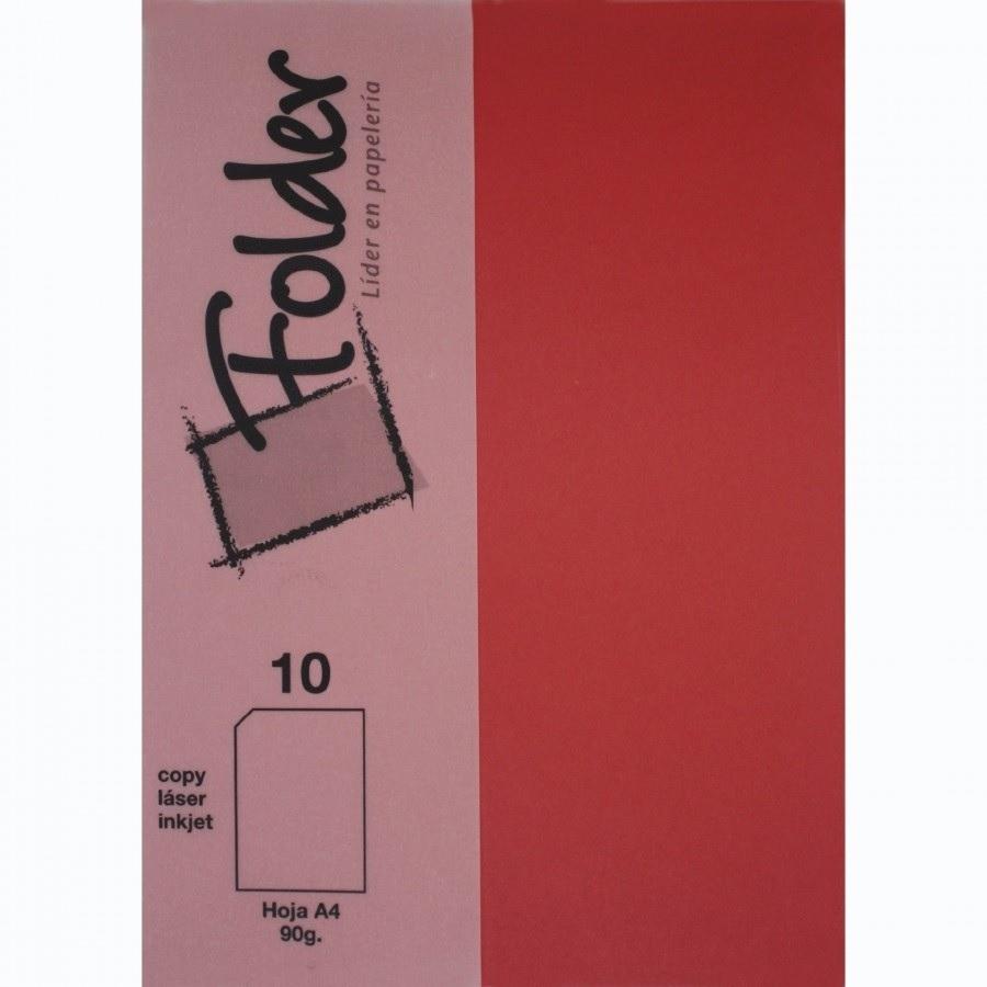 PAPEL DINA4 90GR 10HOJAS  FOLDER COLOR ROJO
