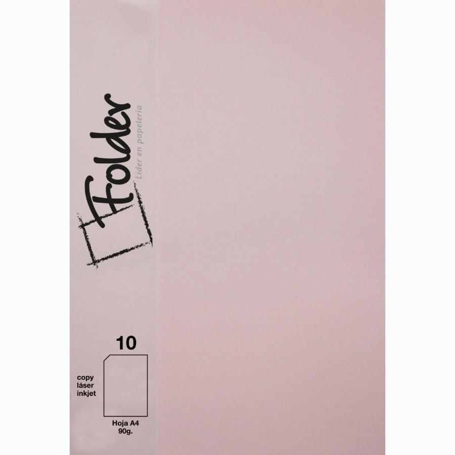PAPEL DINA4 90GR 10HOJAS  FOLDER COLOR ROSA PALIDO