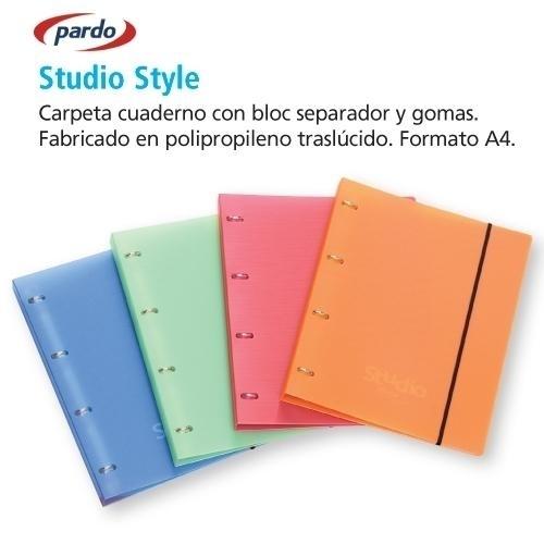 CARPEBLOCK CARPETA PARDO STUDIO STYLE DINA4 4 ANILLAS 20MM CON 100HOJAS 90GR Y SEPARADORES EXPOSITOR DE 8