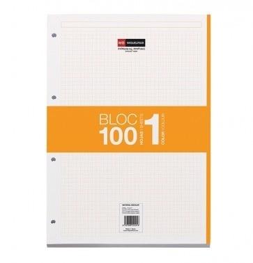 RECAMBIO DINA4 5X5 1 BANDA 100H 70GR 4 TALADROS MR NARANJA