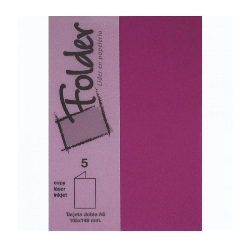 TARJETAS DINA6 DOBLE FOLDER COLORES 225GR 105X148 PACK 5